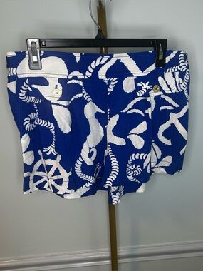 Lilly Pulitzer Melrose Dock Hopper Blue Nautical Beach Cruise Shorts Size Medium